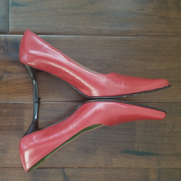 FABIO RUSCONI Red Leather Pointy Toe Pump - Size 5 - Picture 2 of 11